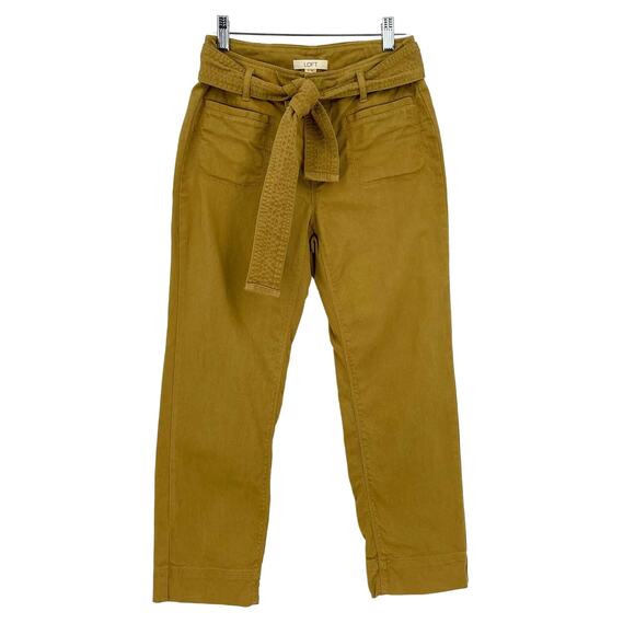 LOFT Cotton Chino Trouser Crop Pants Brown Size 0P - Picture 1 of 5